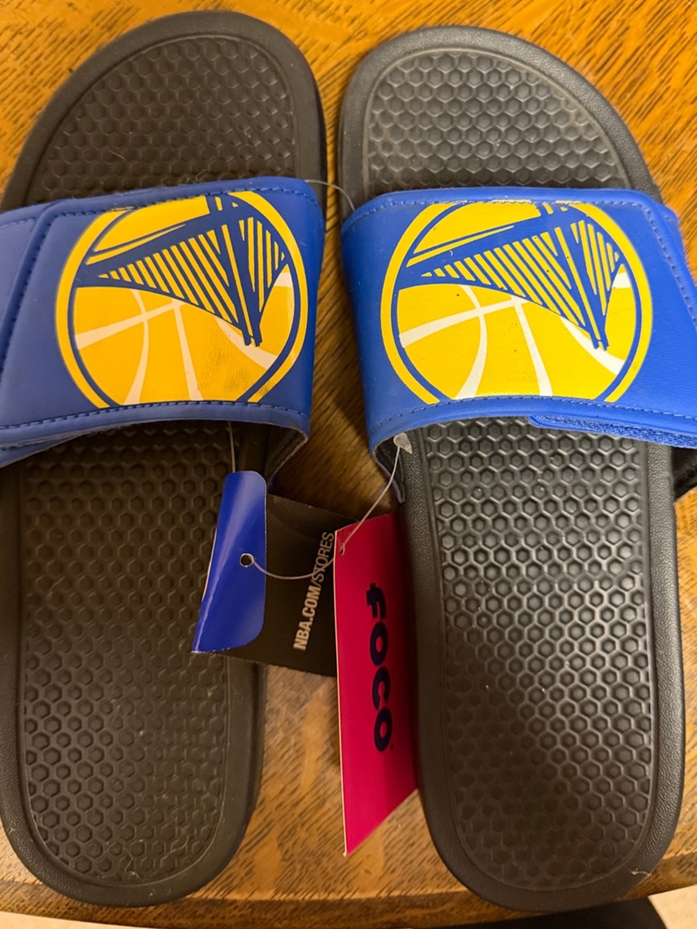 NBA Blue and Yellow Kids Slide Sandals with Team Logo